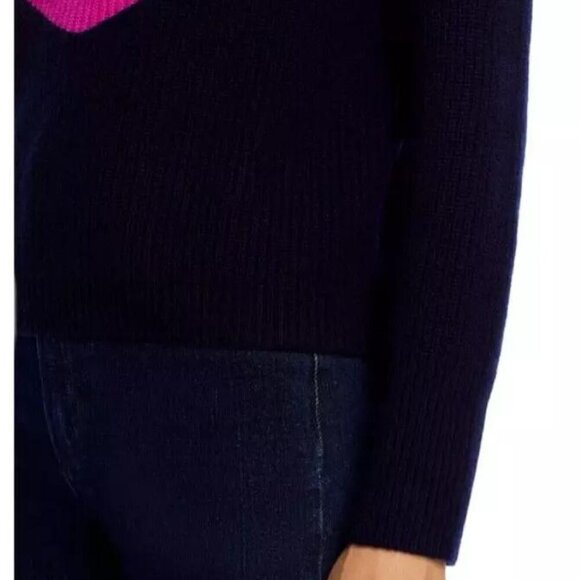 Aqua Cashmere Color Block Chevron Sweater Size Large NWT - Picture 6 of 6